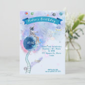 Invitation Aquarelle Et Anniversaire De L'Espace (Debout devant)