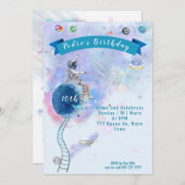 Invitation Aquarelle Et Anniversaire De L'Espace (Devant / Derrière)