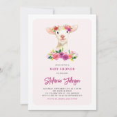 Invitation Aquarelle et Baby shower de fleurs pourpres (Devant)