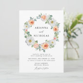 Invitation Aquarelle et blanc Mariage de la couronne de fleur (Debout devant)