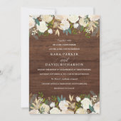Invitation Aquarelle et bois | Mariage floral rustique (Devant)