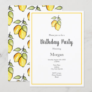 Invitation Aquarelle et citrons d'encre et Motif