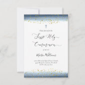 Invitation aquarelle et feuille FAUX confetti Première commun (Devant)