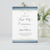 Invitation aquarelle et feuille FAUX confetti Première commun (Debout devant)