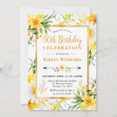Invitation Aquarelle et Fleurs jaunes 50e anniversaire (Devant)