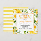 Invitation Aquarelle et Fleurs Jaunes Anniversaire (Devant / Derrière)