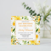 Invitation Aquarelle et Fleurs Jaunes Anniversaire (Debout devant)