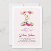 Invitation Aquarelle et fleurs violettes fête d'anniversaire (Devant)