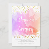 Invitation Aquarelle et or confetti typographie mariage (Devant)