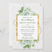 Invitation Aquarelle et Parties scintillant or Mariage Eucaly (Devant)