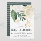 Invitation Aquarelle et Parties scintillant Roses Dédication  (Devant / Derrière)