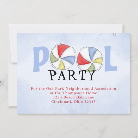 Invitation Aquarelle été de la fête de la piscine personnalis (Devant)