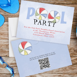 Invitation Aquarelle été de la fête de la piscine personnalis