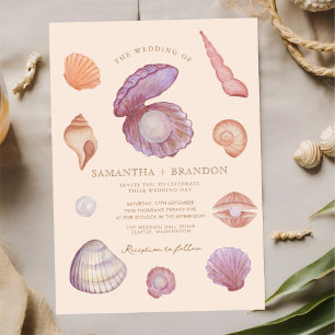 Invitation Aquarelle été Ocean Seashell perle Mariage