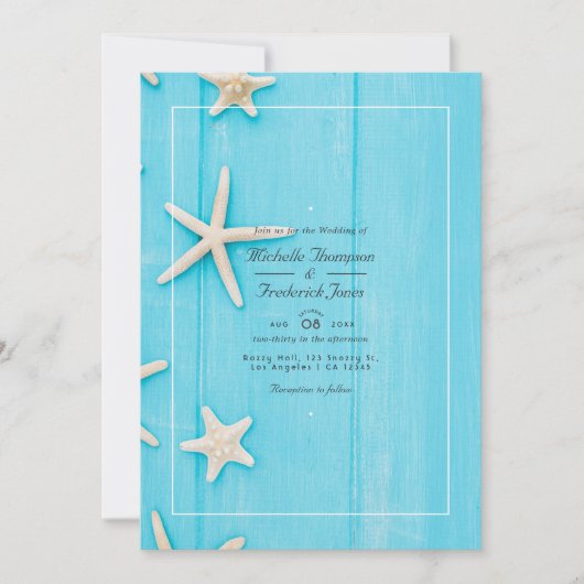 Invitation Aquarelle Été QR Code RSVP Plage Mariage (Devant)