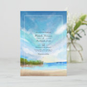 Invitation Aquarelle Été QR Code RSVP Plage Mariage (Debout devant)