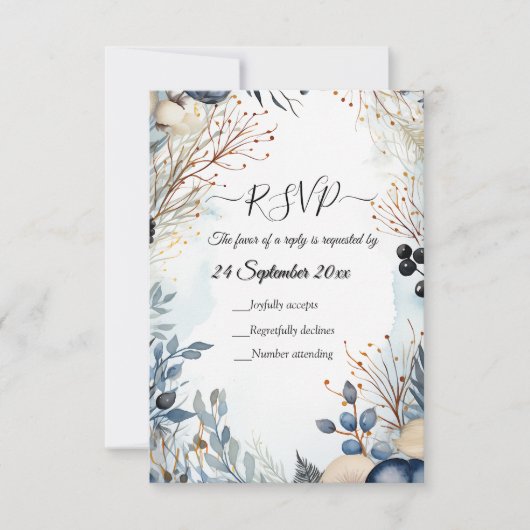 Invitation Aquarelle Ethérée Delicate Foliage Serène (Devant)