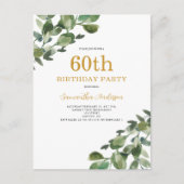Invitation aquarelle eucalyptus 60 ans (Devant)