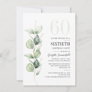 Invitation Aquarelle Eucalyptus 60e anniversaire