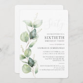 Invitation Aquarelle Eucalyptus 60e anniversaire (Devant / Derrière)