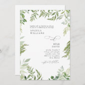 Invitation Aquarelle Eucalyptus Aucun Mariage (Devant / Derrière)