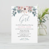 Invitation Aquarelle Eucalyptus Baby shower Floral (Debout devant)