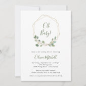 Invitation Aquarelle Eucalyptus | Baby shower géométrique or (Devant)