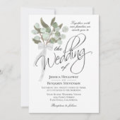 Invitation Aquarelle Eucalyptus Bouquet Rustique Boho Mariage (Devant)