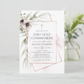 Invitation Aquarelle Eucalyptus Communion géométrique sainte (Debout devant)