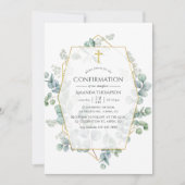 Invitation Aquarelle Eucalyptus Confirmation géométrique (Devant)