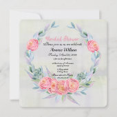 Invitation Aquarelle Eucalyptus couronne et roses roses roses (Devant)
