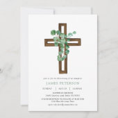 Invitation Aquarelle Eucalyptus Croix moderne Christine (Devant)