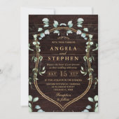 Invitation Aquarelle Eucalyptus et Mariage de trame or (Devant)