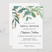 Invitation Aquarelle Eucalyptus Fête des mariées de feuillage (Devant / Derrière)