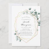 Invitation Aquarelle Eucalyptus Fête des mariées géométrique (Devant)