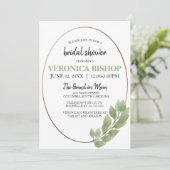 Invitation Aquarelle Eucalyptus Fête des mariées ovale (Debout devant)