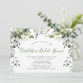 Invitation Aquarelle Eucalyptus Fête des mariées verte (Debout devant)