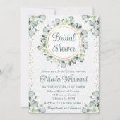 Invitation Aquarelle Eucalyptus Fête des mariées verte (Devant)