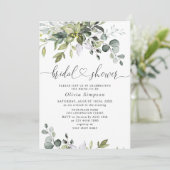 Invitation Aquarelle Eucalyptus Fête des mariées verte (Debout devant)