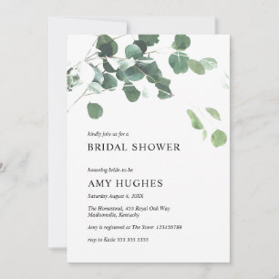 Invitation Aquarelle Eucalyptus Fête des mariées verte
