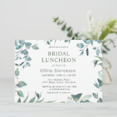 Invitation Aquarelle Eucalyptus Fête des mariées verte (Debout devant)