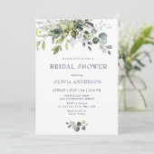 Invitation Aquarelle Eucalyptus Fête des mariées verte (Debout devant)