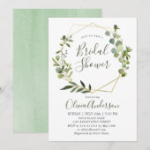 Invitation Aquarelle Eucalyptus FÊTE DES MARIÉES verte (Devant / Derrière)