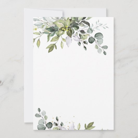 Invitation Aquarelle Eucalyptus Fête des mariées verte (Dos)