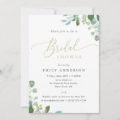 Invitation Aquarelle Eucalyptus Fête des mariées verte (Devant)