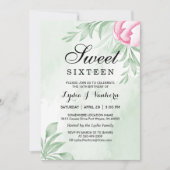 Invitation Aquarelle Eucalyptus Feuille doux 16 Anniversaire (Devant)