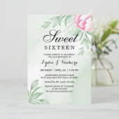 Invitation Aquarelle Eucalyptus Feuille doux 16 Anniversaire (Debout devant)
