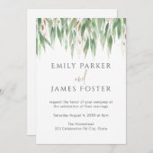 Invitation Aquarelle Eucalyptus Feuille Mariage de verdure or (Devant / Derrière)