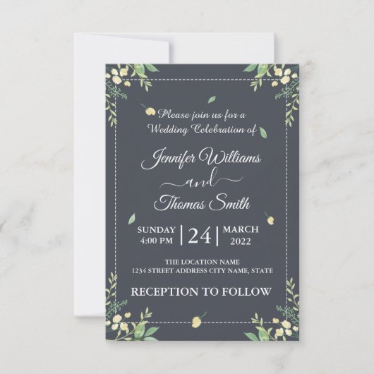 Invitation Aquarelle Eucalyptus Feuille Mariage vert (Devant)