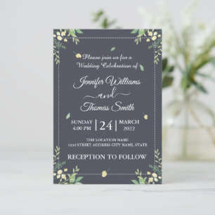 Invitation Aquarelle Eucalyptus Feuille Mariage vert